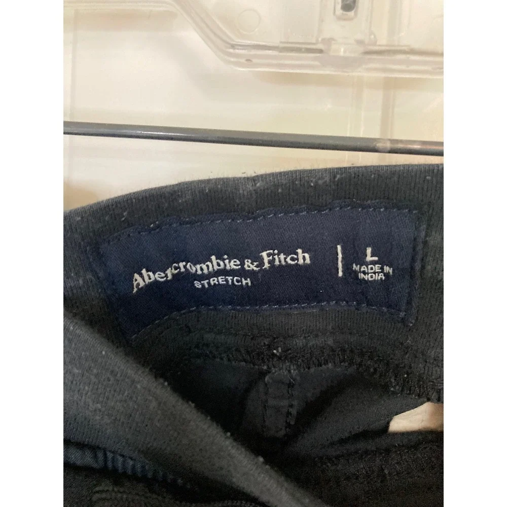 Abercrombie & Fitch Mens Stretch Shorts Dark Grey Drawstring Zipper Pocket L
